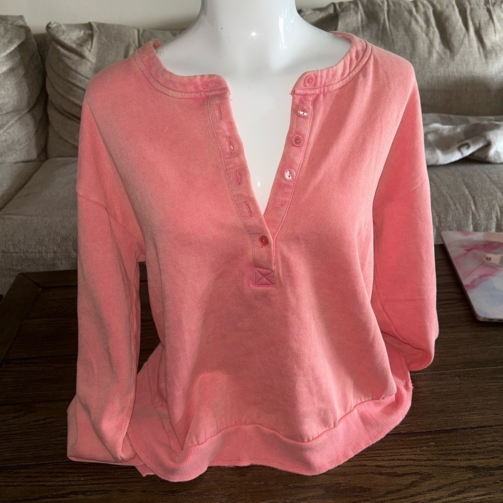 Time and Tru Coral Button Down sweatshirt